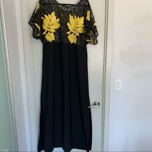 Maxi Dress with Black & Yellow Sequin Top (Size L)
